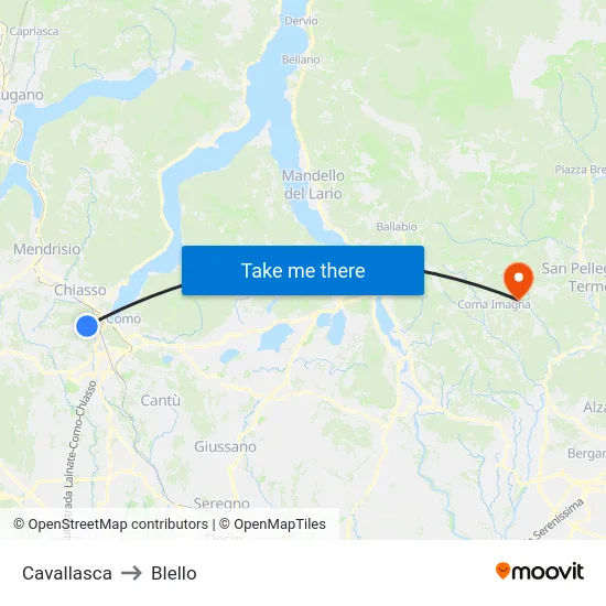 Cavallasca to Blello map
