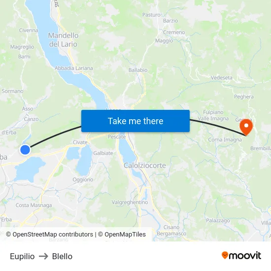 Eupilio to Blello map