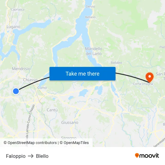 Faloppio to Blello map