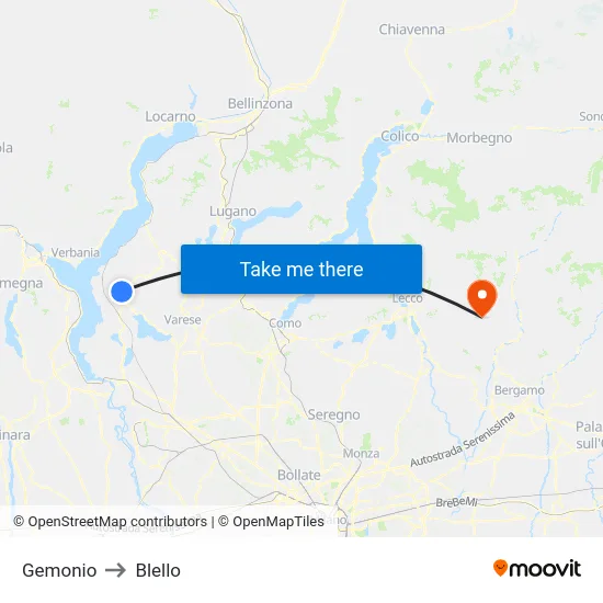 Gemonio to Blello map