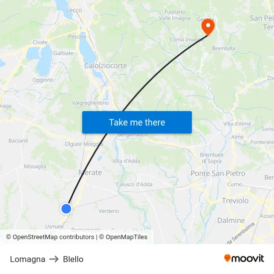 Lomagna to Blello map