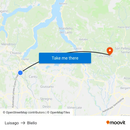 Luisago to Blello map