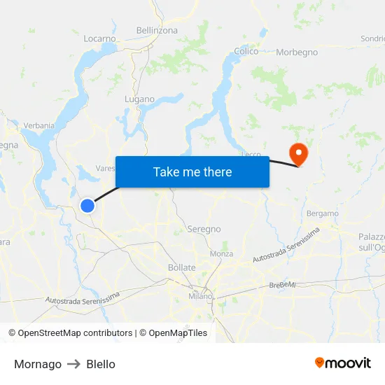 Mornago to Blello map