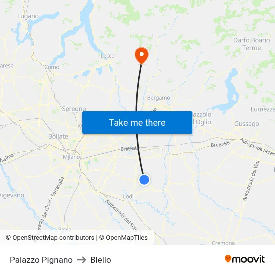 Palazzo Pignano to Blello map