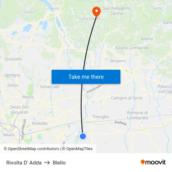 Rivolta d'Adda to Blello map