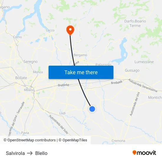 Salvirola to Blello map