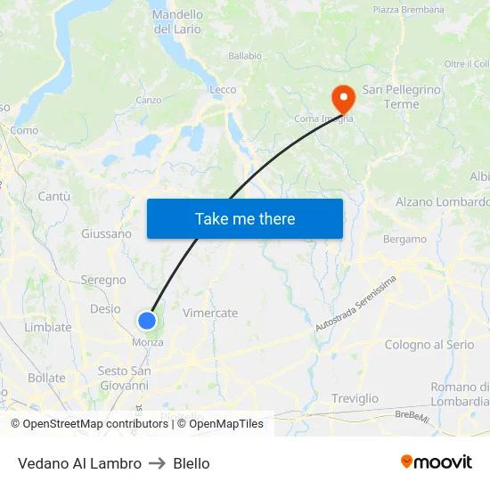 Vedano Al Lambro to Blello map
