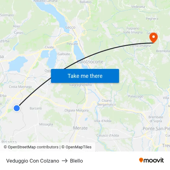 Veduggio Con Colzano to Blello map