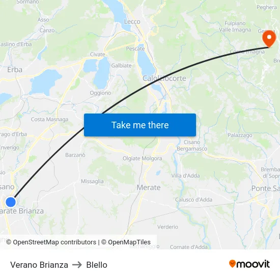 Verano Brianza to Blello map