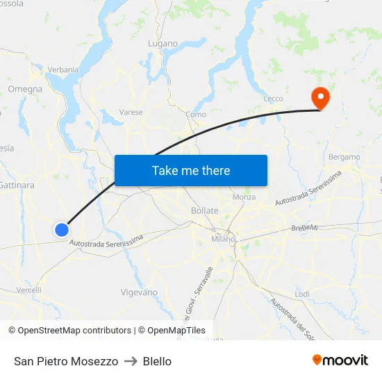 San Pietro Mosezzo to Blello map