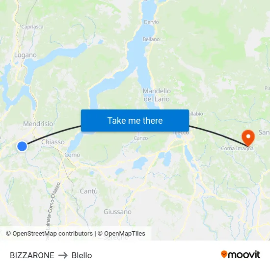 BIZZARONE to Blello map