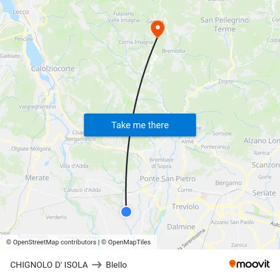 CHIGNOLO D' ISOLA to Blello map