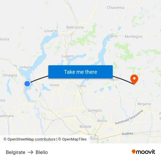 Belgirate to Blello map