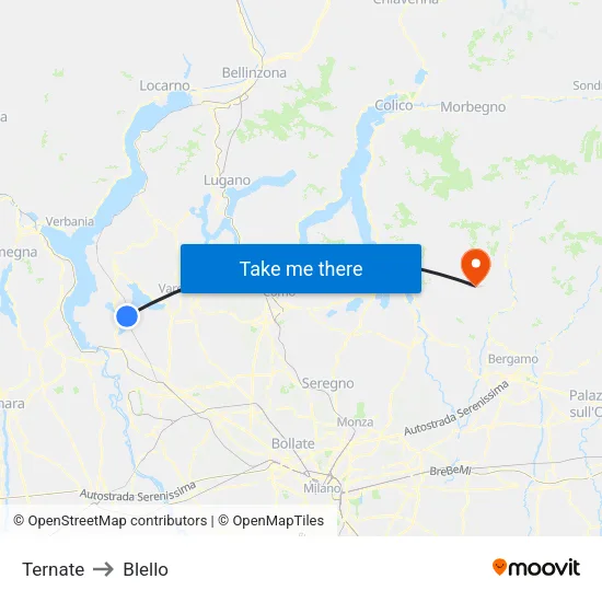 Ternate to Blello map