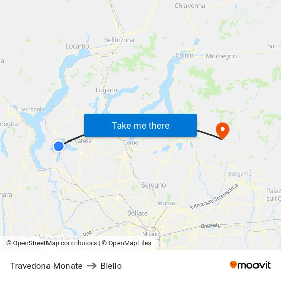 Travedona-Monate to Blello map