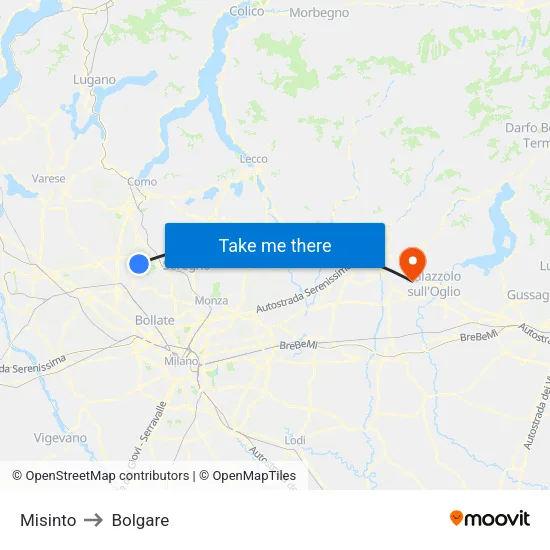 Misinto to Bolgare map
