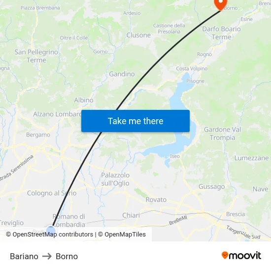 Bariano to Borno map