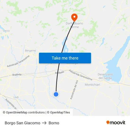 San Giacomo Village to Borno map