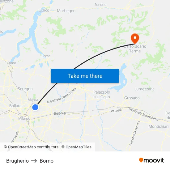 Brugherio to Borno map