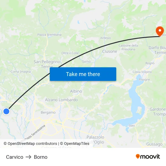 Carvico to Borno map