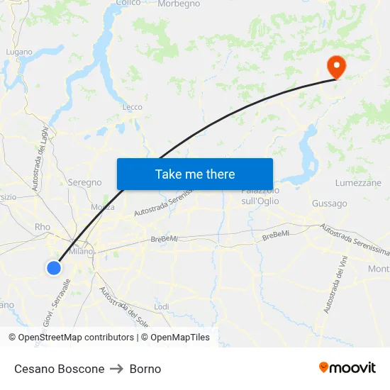 Cesano Boscone to Borno map