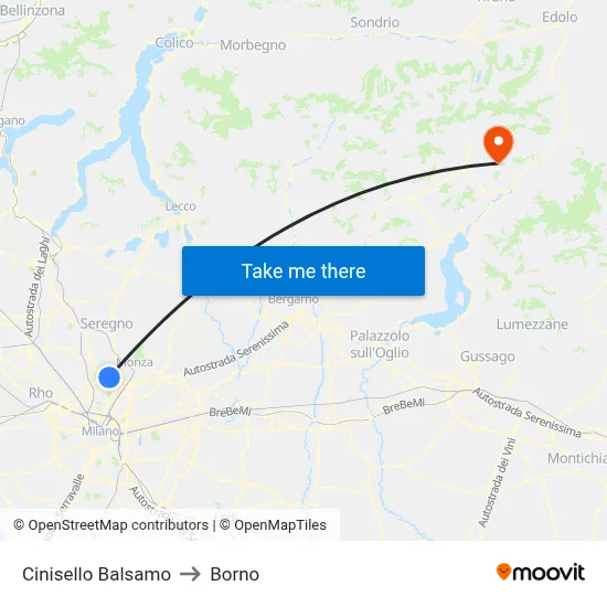 Cinisello Balsamo to Borno map