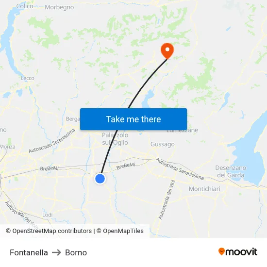 Fontanella to Borno map