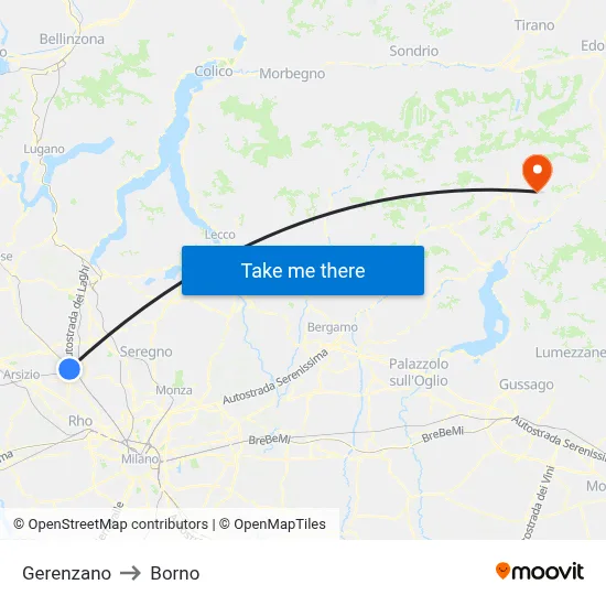 Gerenzano to Borno map