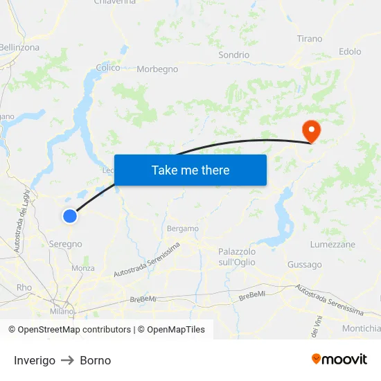 Inverigo to Borno map