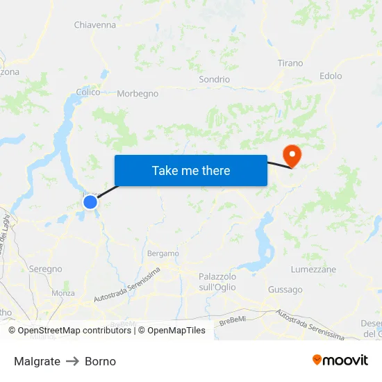 Malgrate to Borno map