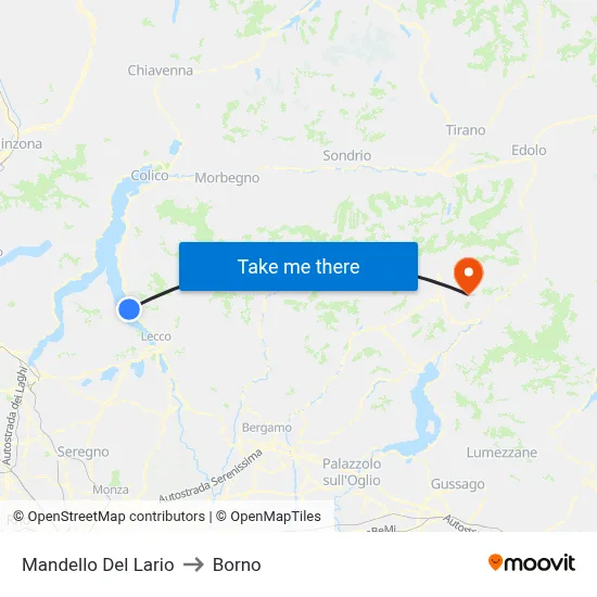 Mandello Del Lario to Borno map