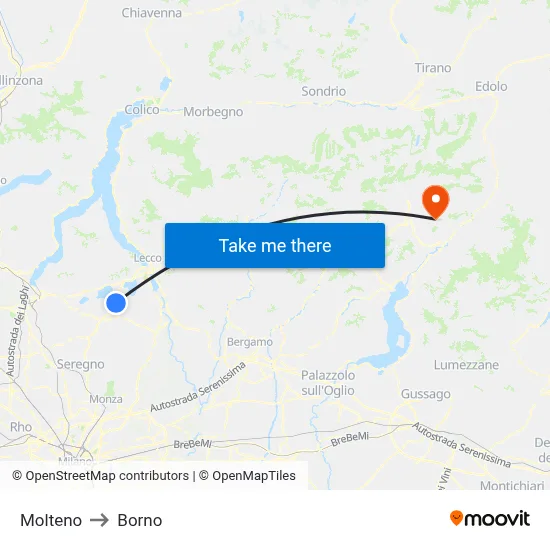 Molteno to Borno map