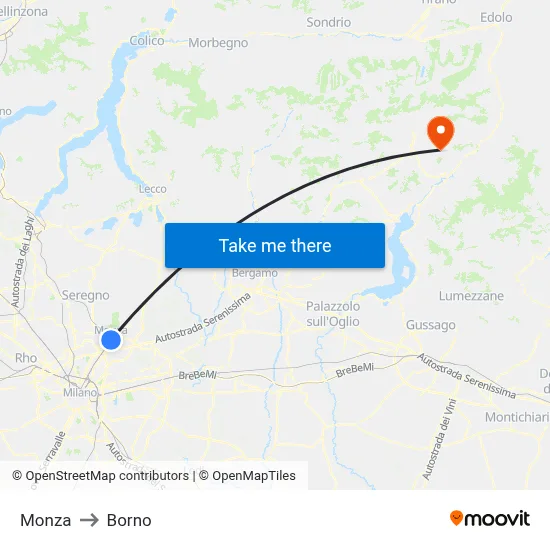 Monza to Borno map