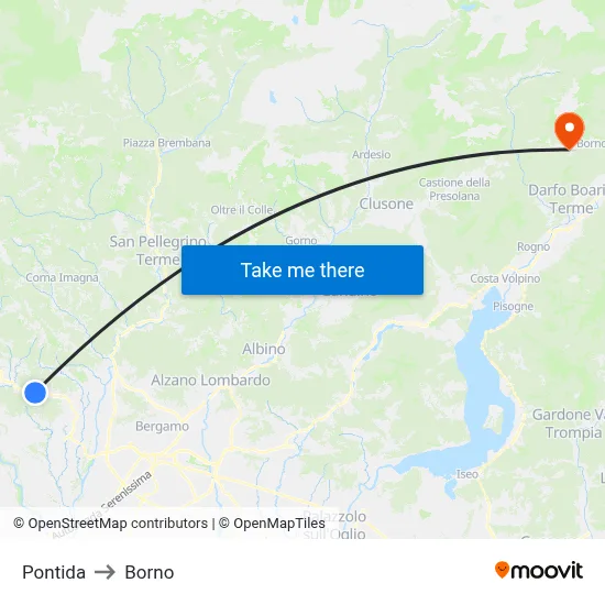 Pontida to Borno map