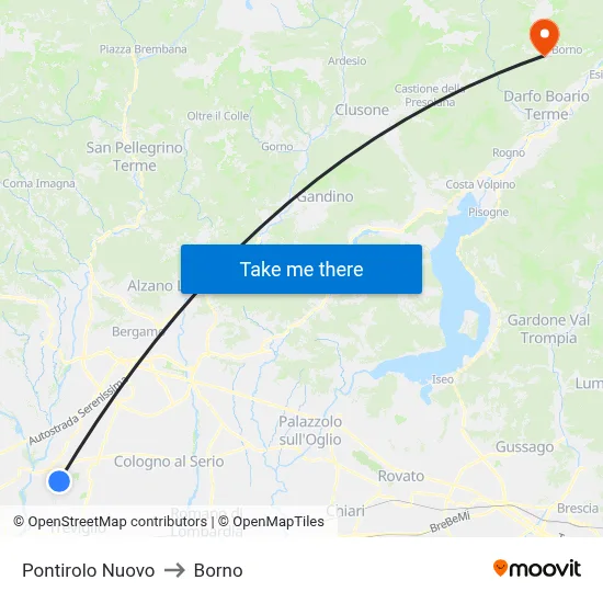 Pontirolo Nuovo to Borno map