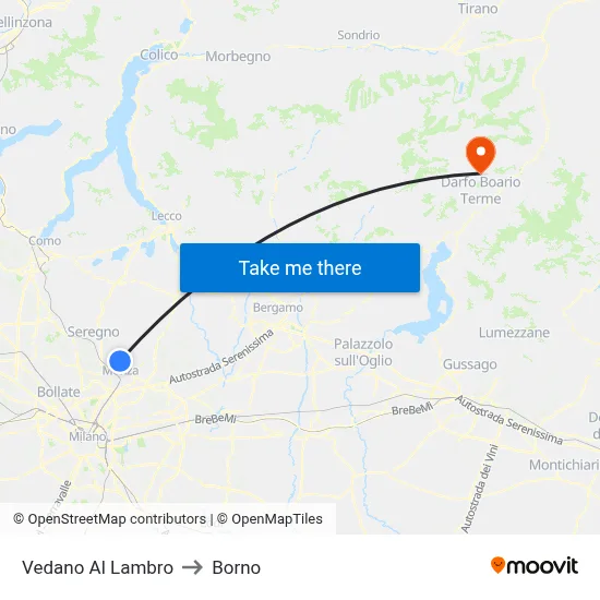 Vedano Al Lambro to Borno map