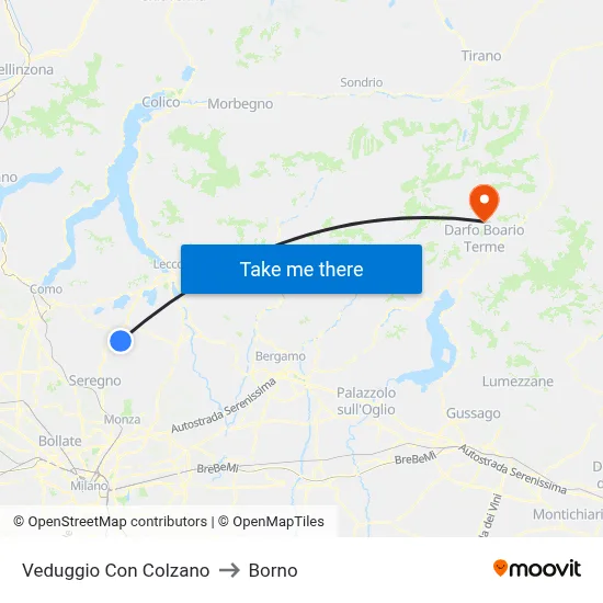 Veduggio con Colzano to Borno map