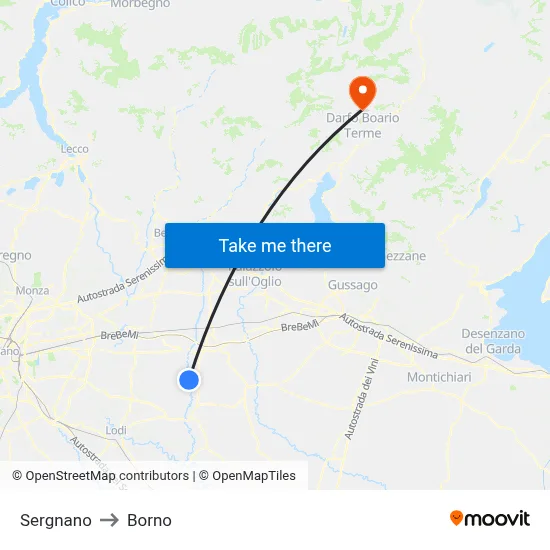 Sergnano to Borno map