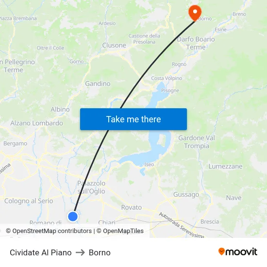 Cividate al Piano to Borno map