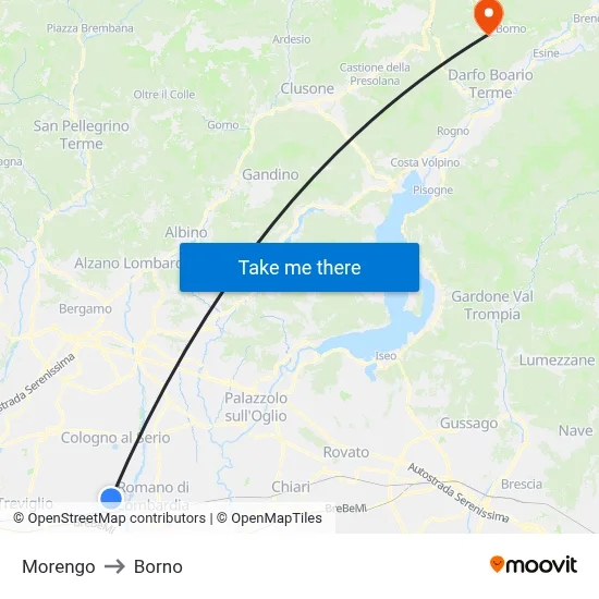 Morengo to Borno map