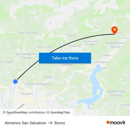 Almenno San Salvatore to Borno map