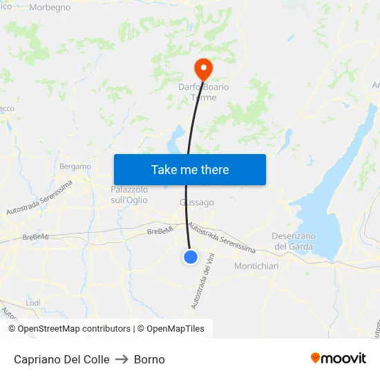 Capriano Del Colle to Borno map