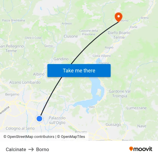 Calcinate to Borno map