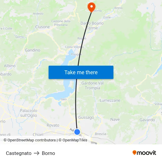 Castegnato to Borno map