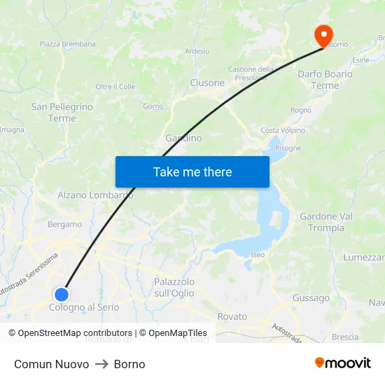 Comun Nuovo to Borno map