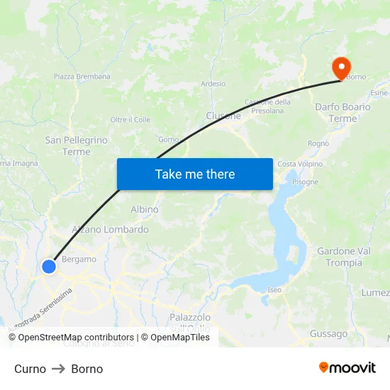 Curno to Borno map