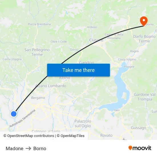 Madone to Borno map