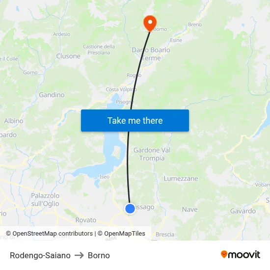 Rodengo-Saiano to Borno map