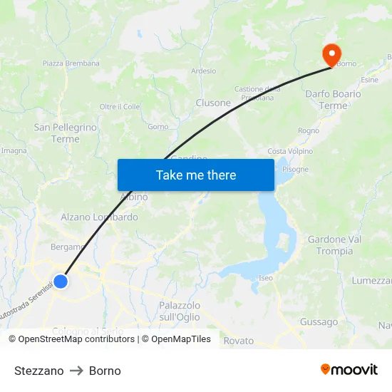 Stezzano to Borno map