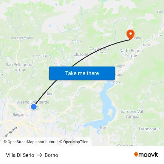 Villa di Serio to Borno map